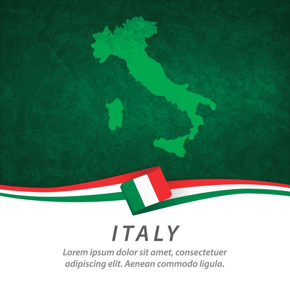 italien flagga med karta vektor