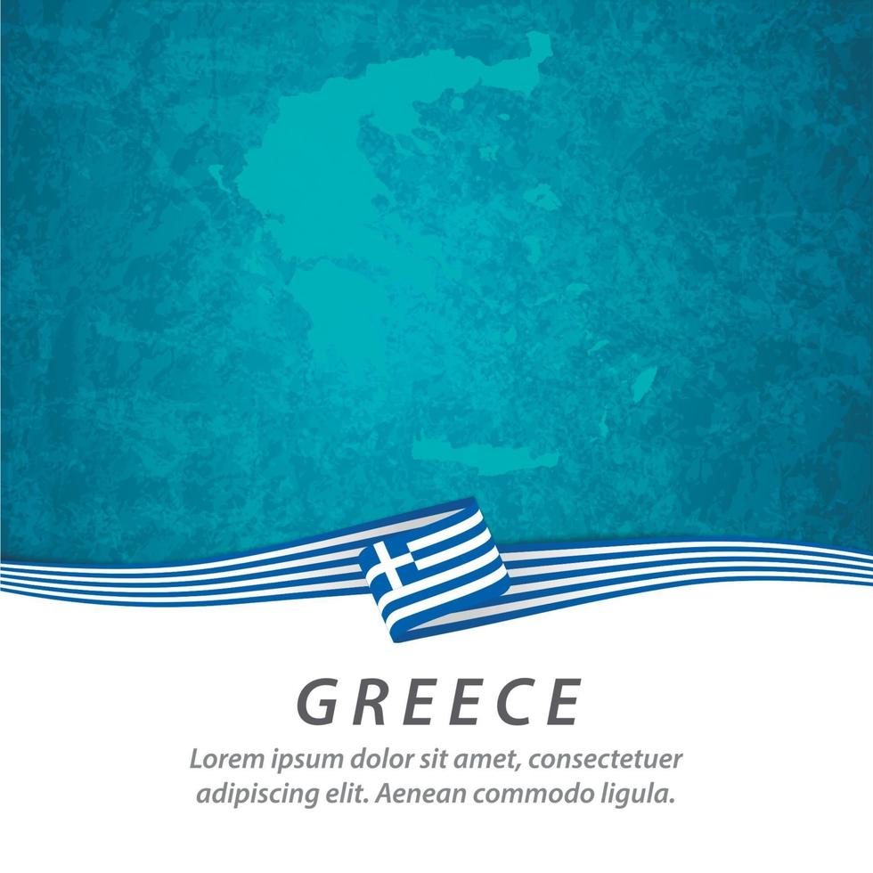 greklands flagga med karta vektor