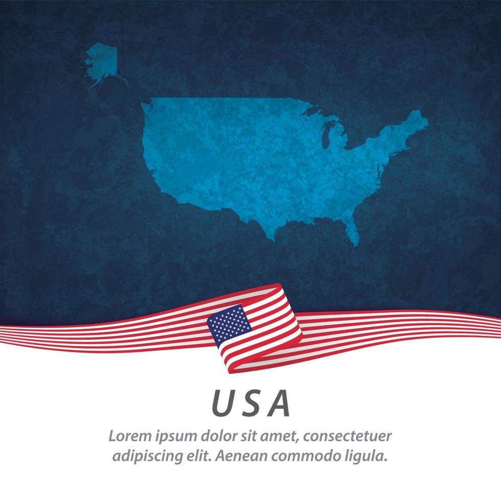 USA-Flagge mit Karte vektor