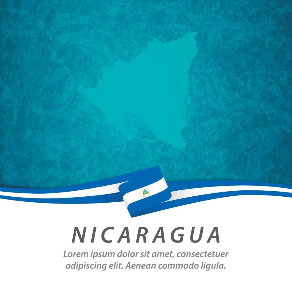 nicaragua flagga med karta vektor