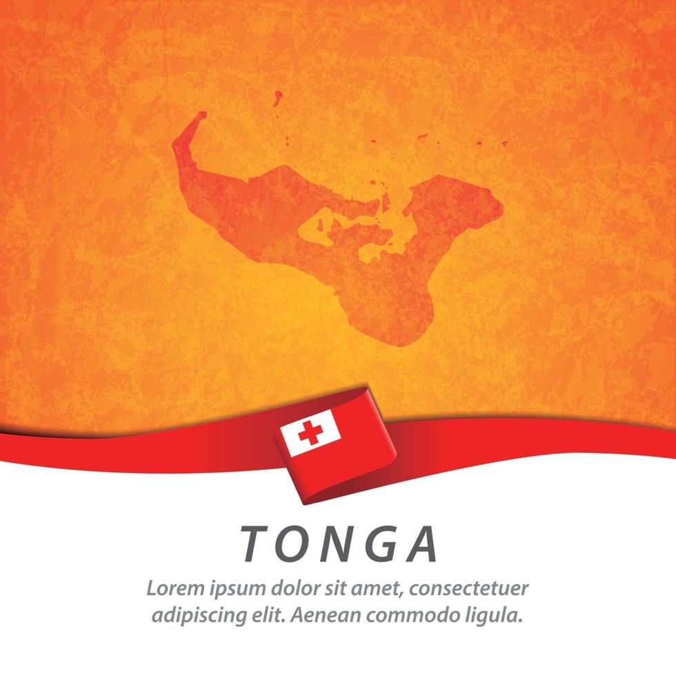 tonga flagga med karta vektor