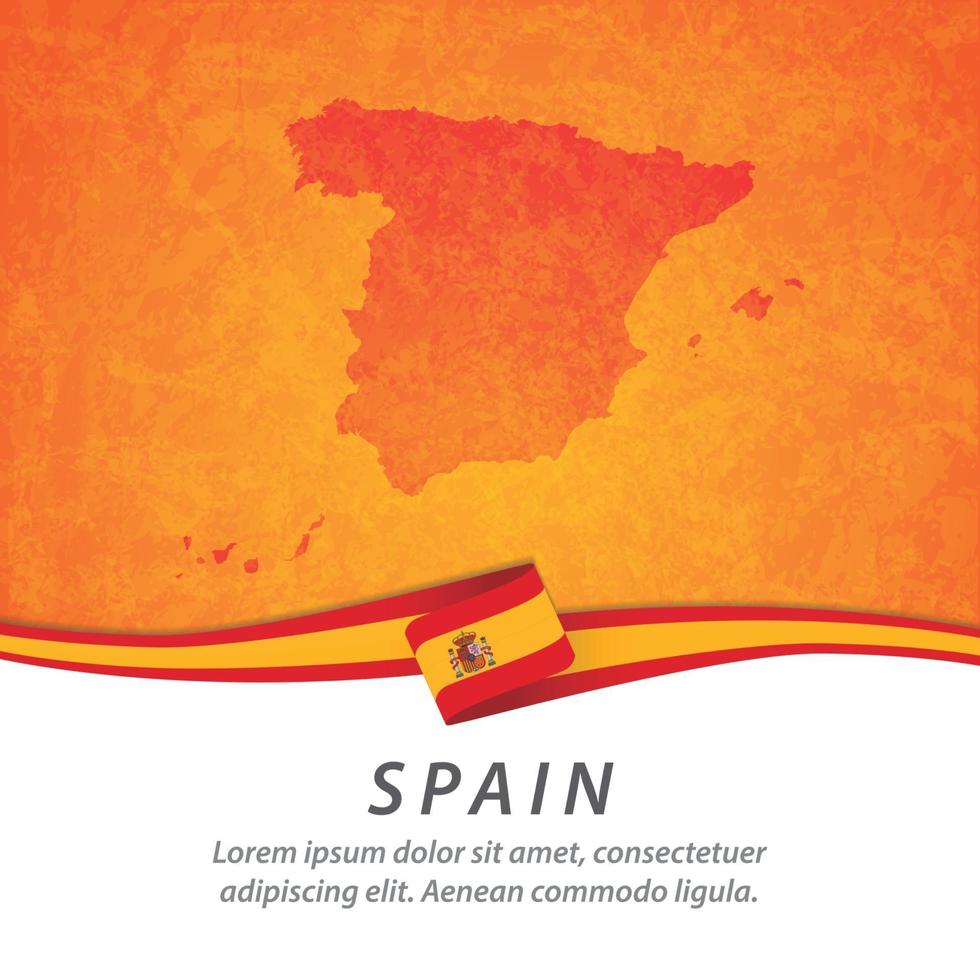 Spanien-Flagge mit Karte vektor
