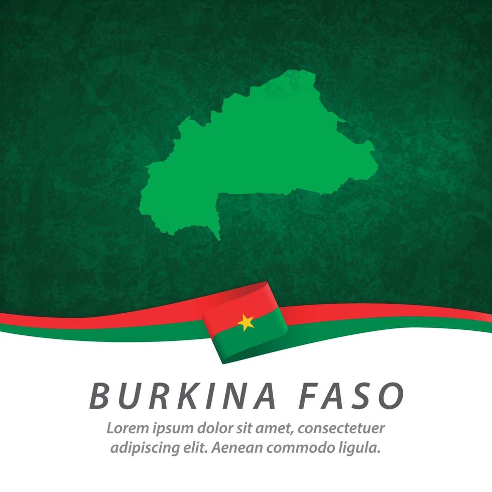 Burkina Faso flagga med karta vektor