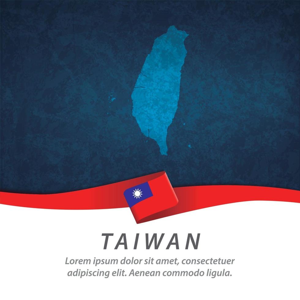 Taiwan-Flagge mit Karte vektor