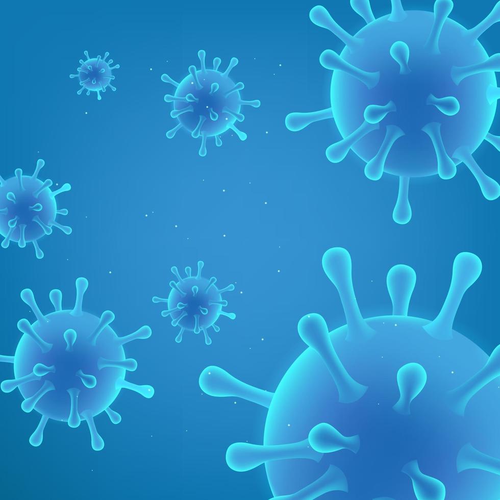 Coronavirus-Krankheit Covid-19-Infektion medizinisch. Covid-Viruszellen blauer Hintergrund. vektor