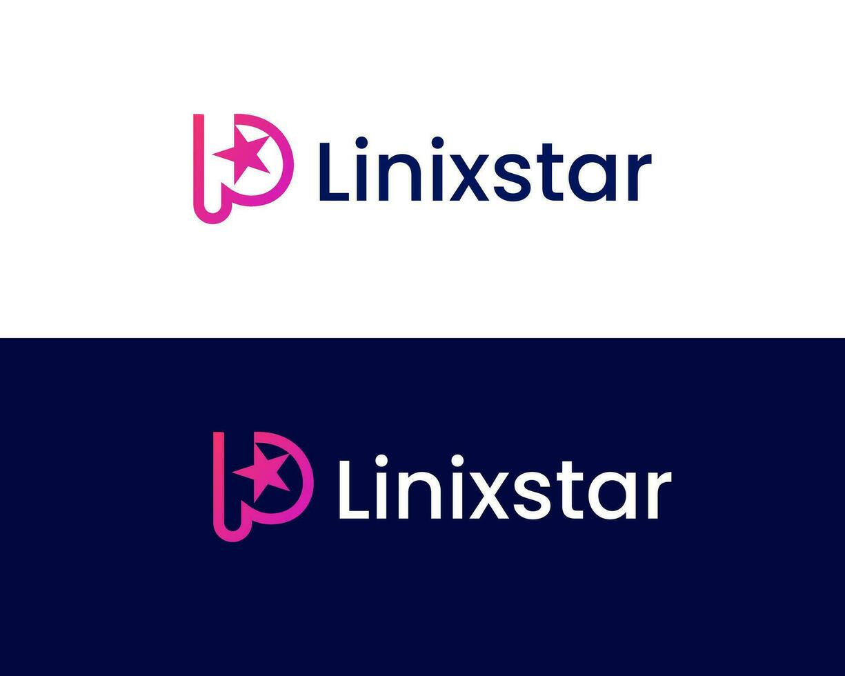 Brief lp mit Star modern Logo Design Vorlage Vektor
