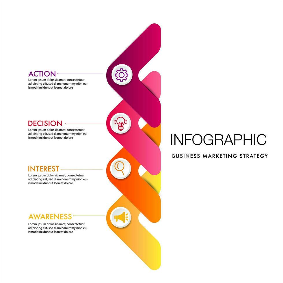 design mall, tratt marknadsföring infographic steg och ikon av digital marknadsföring begrepp vektor