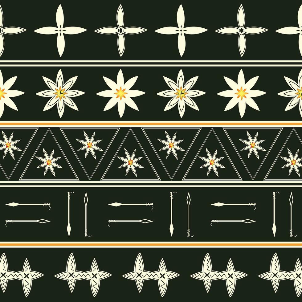 beställnings- tillverkad traditionell etnisk stam- blommig mönster konst svart bakgrund vektor
