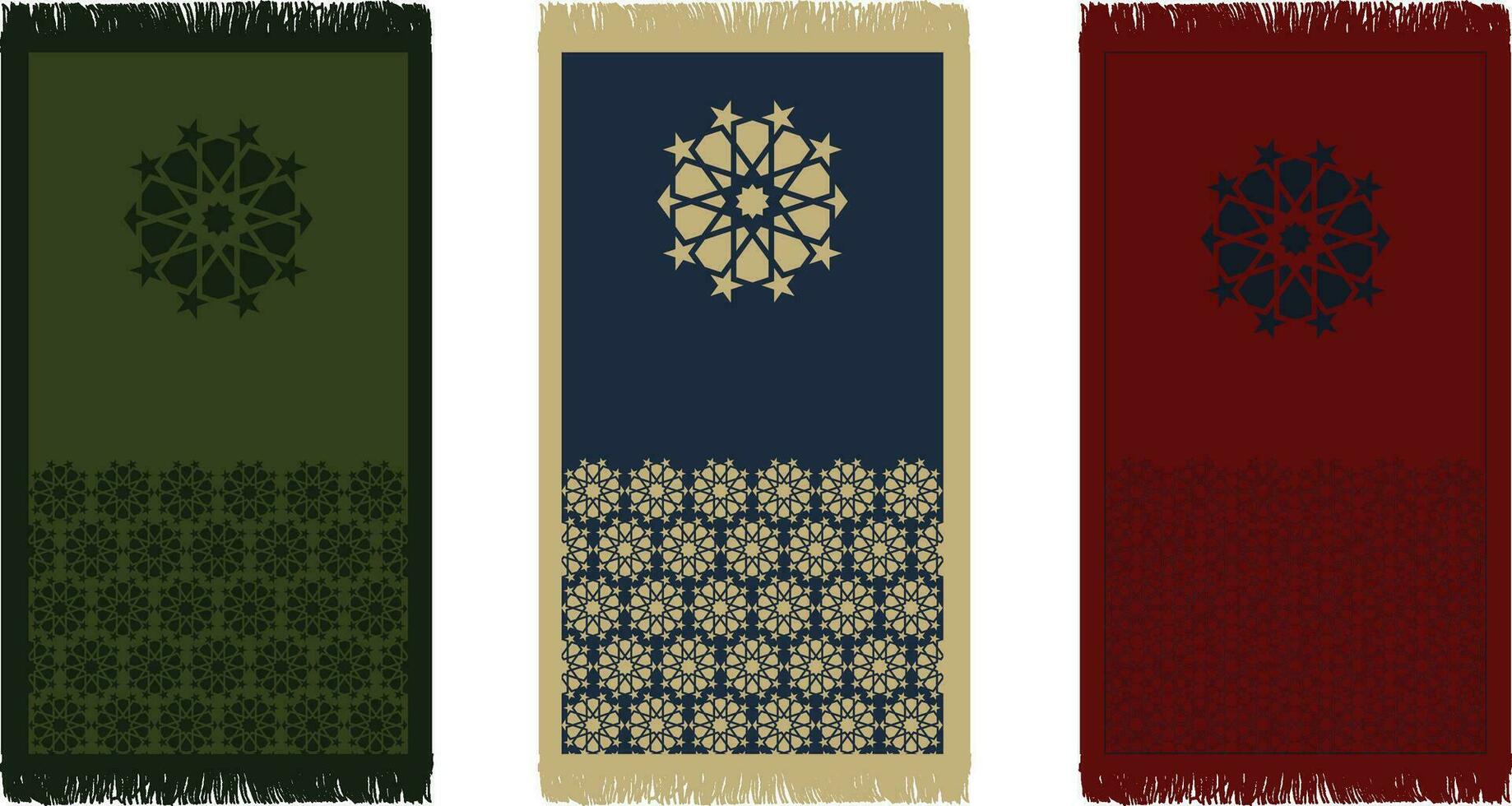 islamic Häftigt svart röd grön grädde Färg bön matta matta arabicum design vektor