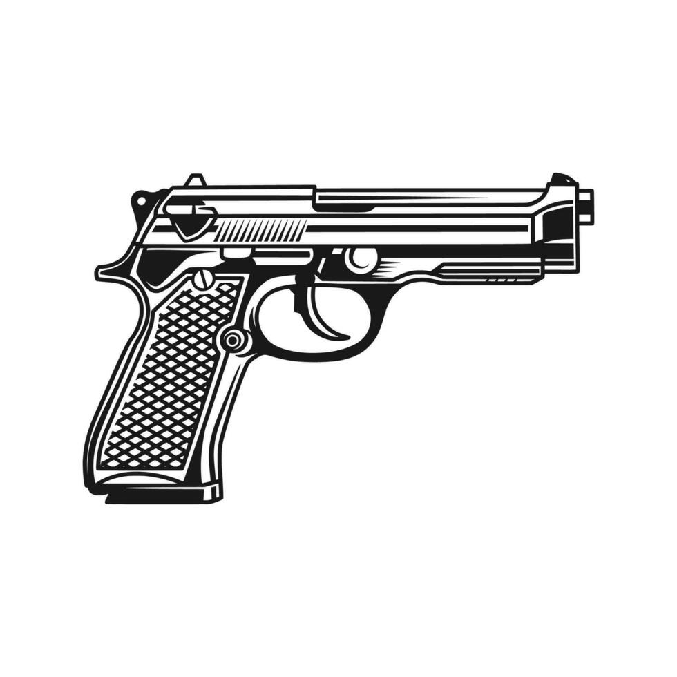 handeldvapen pistol vektor illustration hand dragen