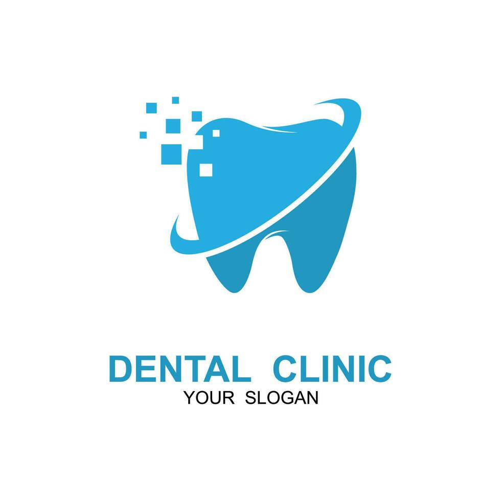 dental logotyp för tandläkare och dental klinik vektor