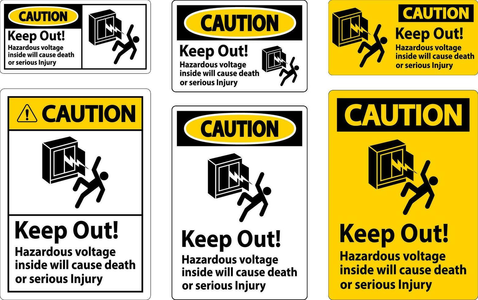 Vorsicht Zeichen behalten aus gefährlich Stromspannung innen, werden Ursache Tod oder ernst Verletzung vektor