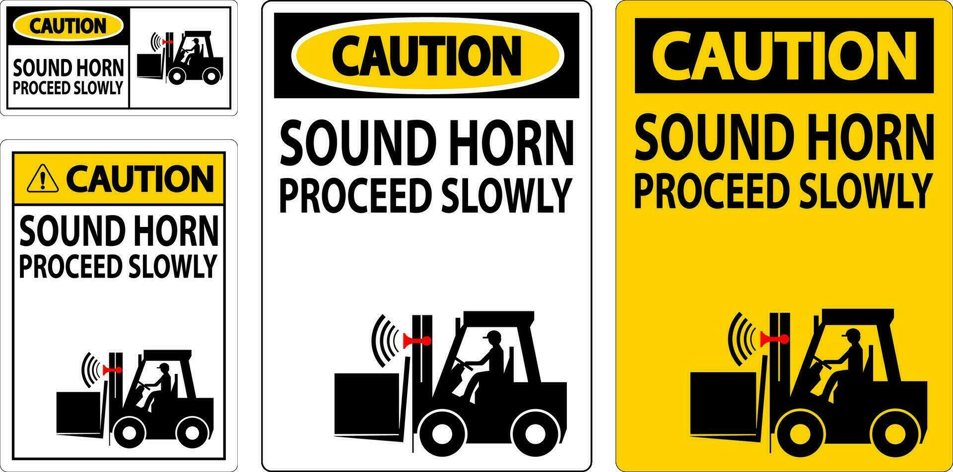 Vorsicht Zeichen Klang Horn Vorgehen langsam vektor