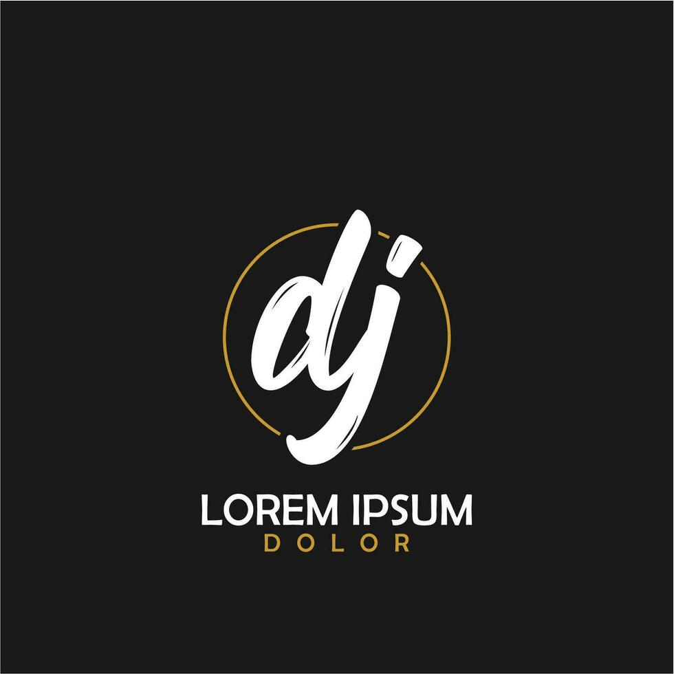 dj Initiale Bürste im Kreis Rahmen Vorlage Design vektor