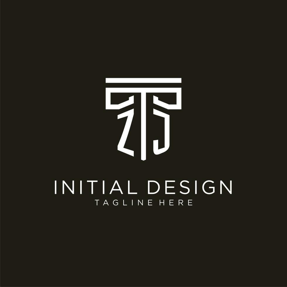 zj Initiale Logo mit geometrisch Säule Stil Design vektor