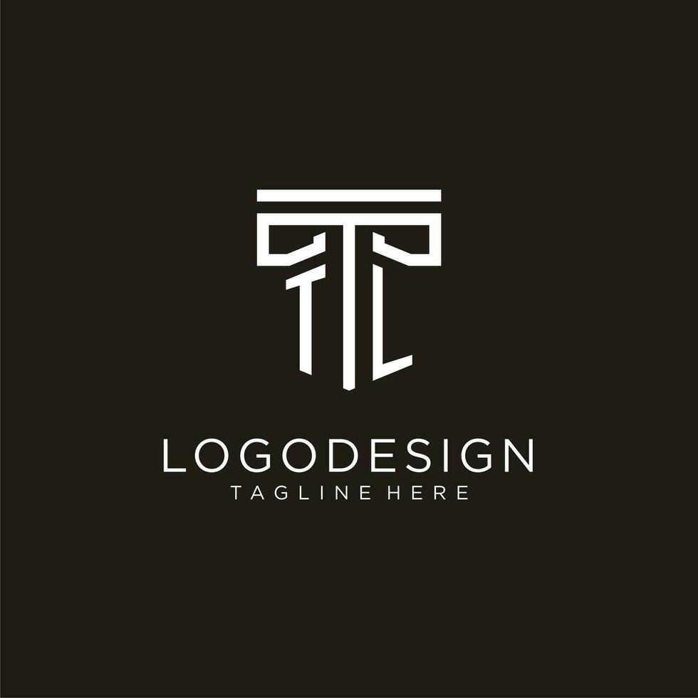 tl Initiale Logo mit geometrisch Säule Stil Design vektor