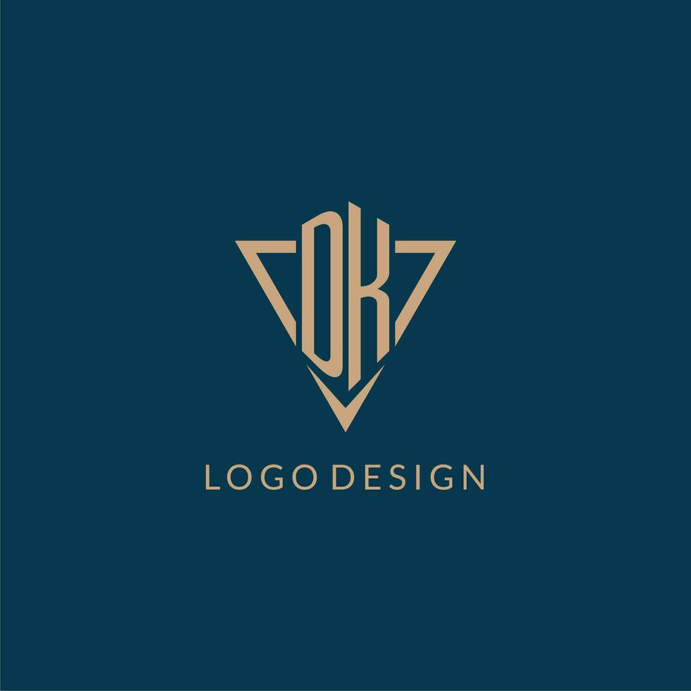 dk logotyp initialer triangel form stil, kreativ logotyp design vektor