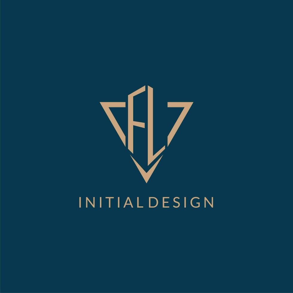 fl logotyp initialer triangel form stil, kreativ logotyp design vektor