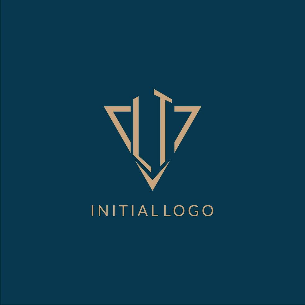 lt logotyp initialer triangel form stil, kreativ logotyp design vektor