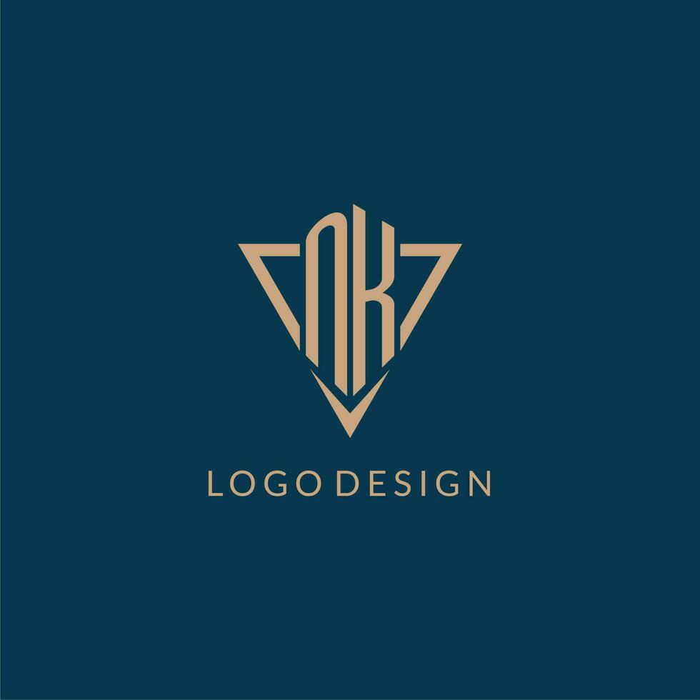 nk logotyp initialer triangel form stil, kreativ logotyp design vektor