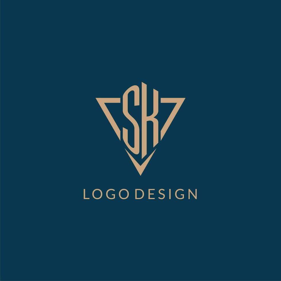 sk Logo Initialen Dreieck gestalten Stil, kreativ Logo Design vektor