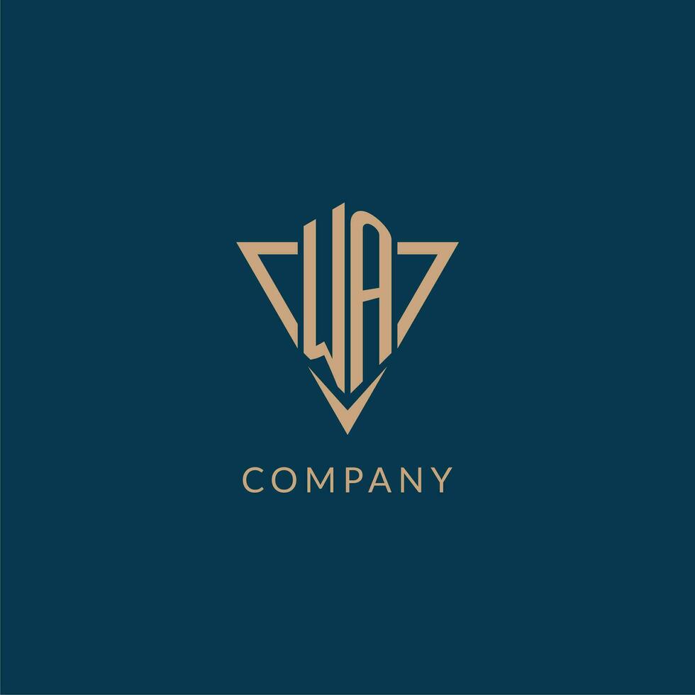 wa logotyp initialer triangel form stil, kreativ logotyp design vektor