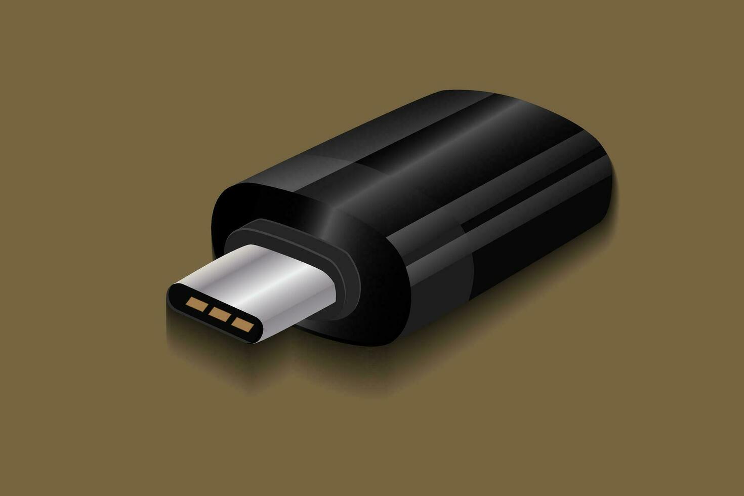 USB Art c Adapter Vektor schwarz Farbe mit Schatten