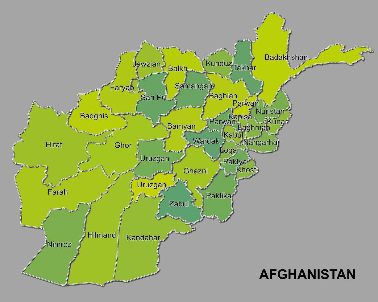 afghanistan Karta som visar de provinser och administrativ uppdelningar vektor