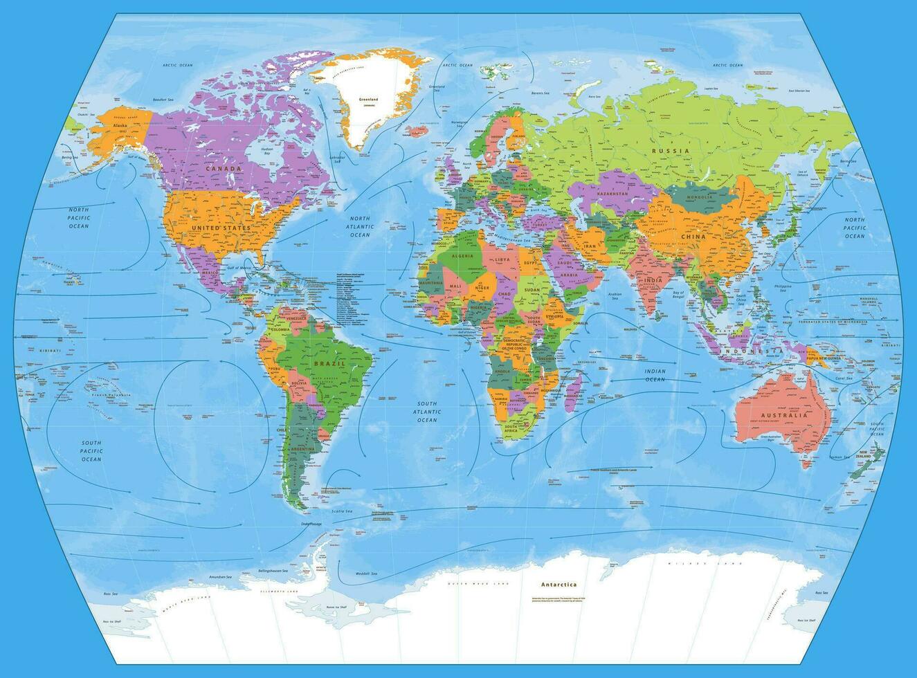 politisk värld Karta gånger utsprång vektor