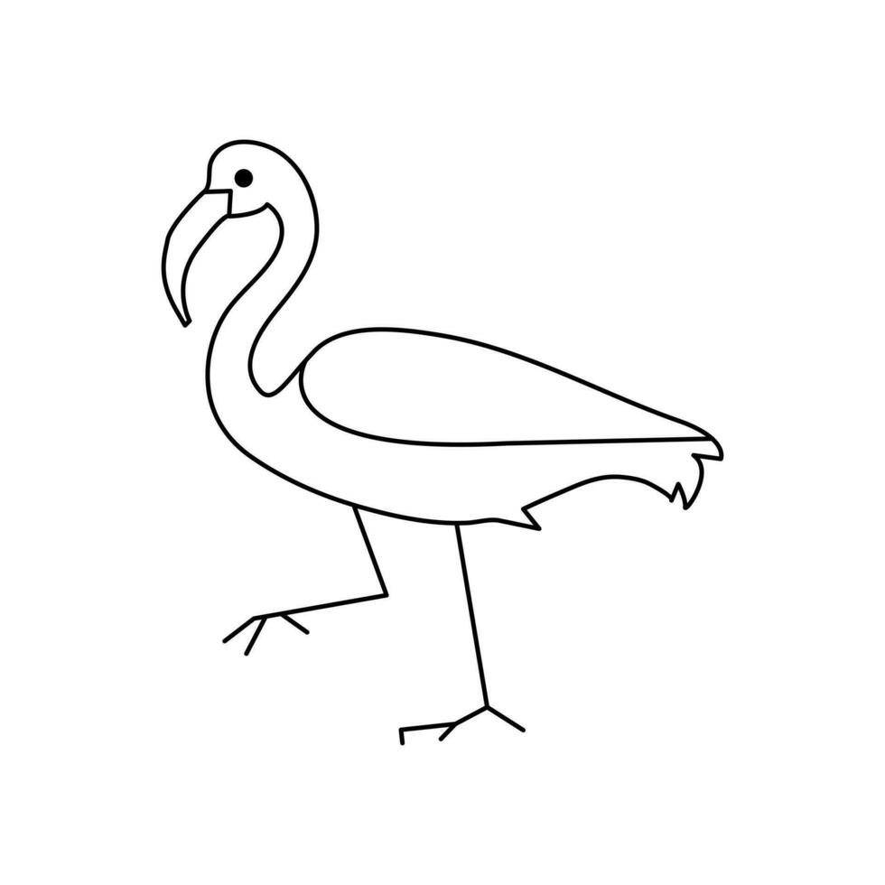 kontinuerlig ett linje teckning av häger fågel vektor illustration