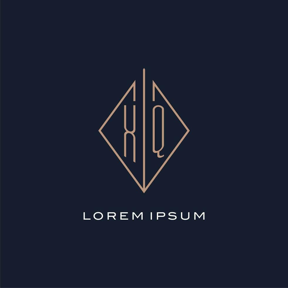 Monogramm xq Logo mit Diamant Rhombus Stil, Luxus modern Logo Design vektor