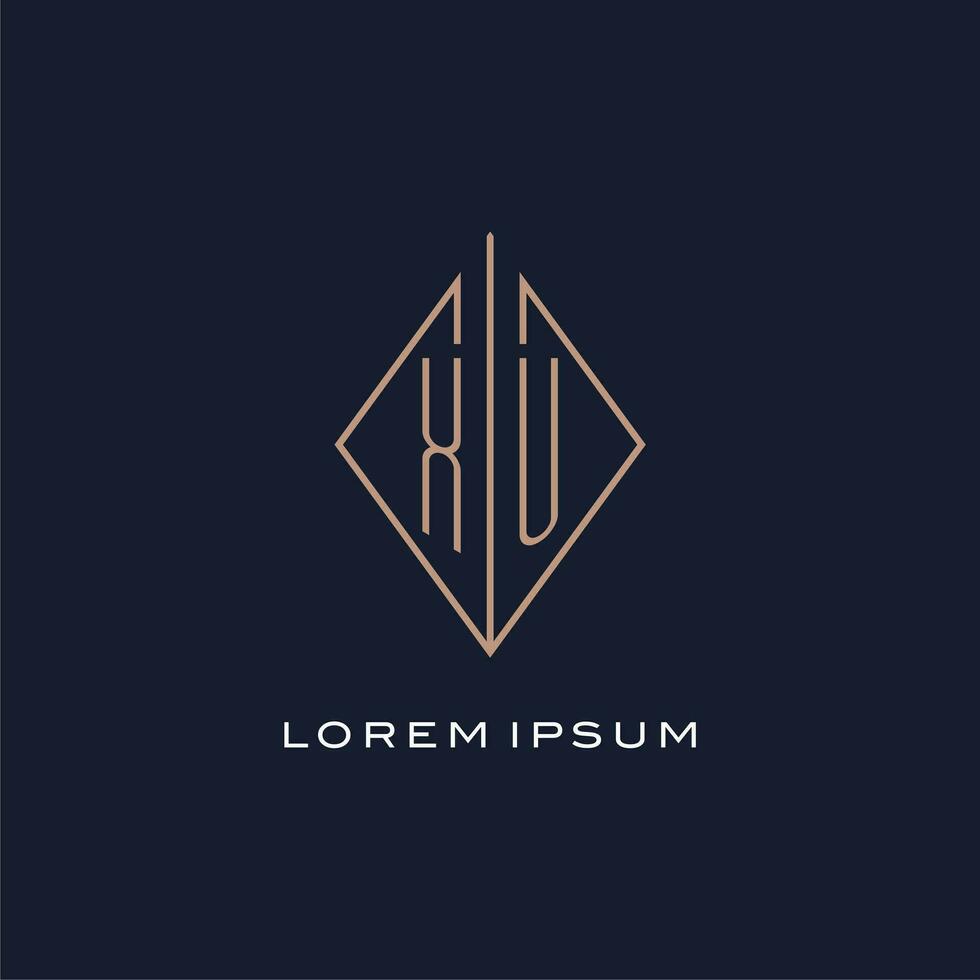 Monogramm xu Logo mit Diamant Rhombus Stil, Luxus modern Logo Design vektor