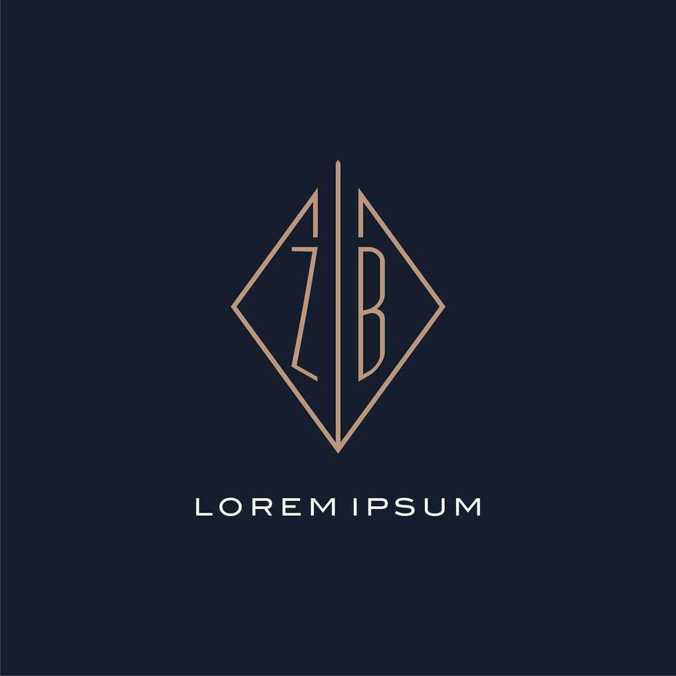 Monogramm Zum Beispiel Logo mit Diamant Rhombus Stil, Luxus modern Logo Design vektor