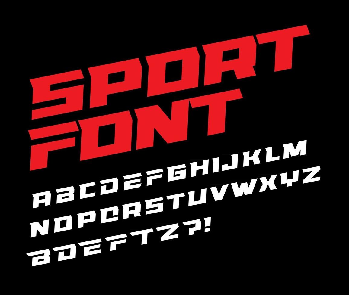 Sportschrift fette kursive Buchstaben mit dynamischer Schräge und geometrischem Schnitt für Geschwindigkeitsrennen, Schlacht, schnelle Lieferung oder Kampfplakatfahrer-Alphabet-Vektor-Typografie-Design vektor