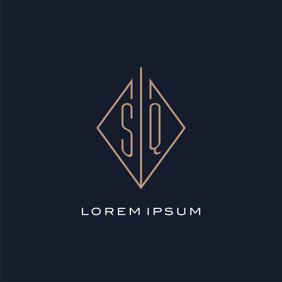 Monogramm sq Logo mit Diamant Rhombus Stil, Luxus modern Logo Design vektor