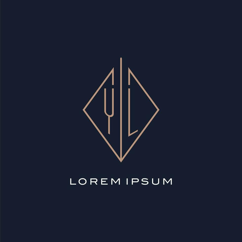 Monogramm yl Logo mit Diamant Rhombus Stil, Luxus modern Logo Design vektor