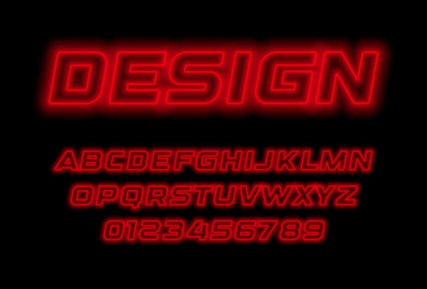 rotes Neon-Alphabet. kursive Konturlinienschrift, futuristisches Neon-Logo, elegantes Monogramm, digitales Gerät und hud-Grafik. minimalistische Buchstaben, Vektortypografie-Design vektor