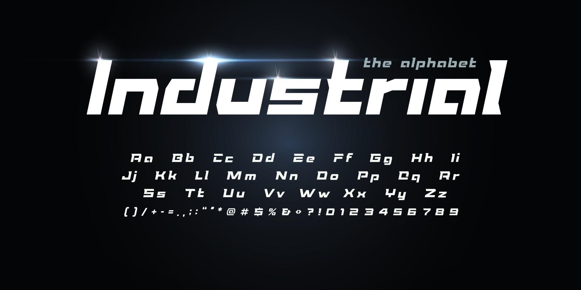 tolles Futurismus-Alphabet. industrielle geometrische Schriftart, Technotyp für modernes futuristisches Logo, Schlagzeile, Monogramm, Autorennen-Schriftzug und Typografie. Geschwindigkeit kursive Buchstaben, typografisches Design des Vektors vektor