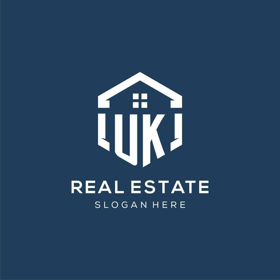 Brief Vereinigtes Königreich Logo zum echt Nachlass mit Hexagon Stil vektor