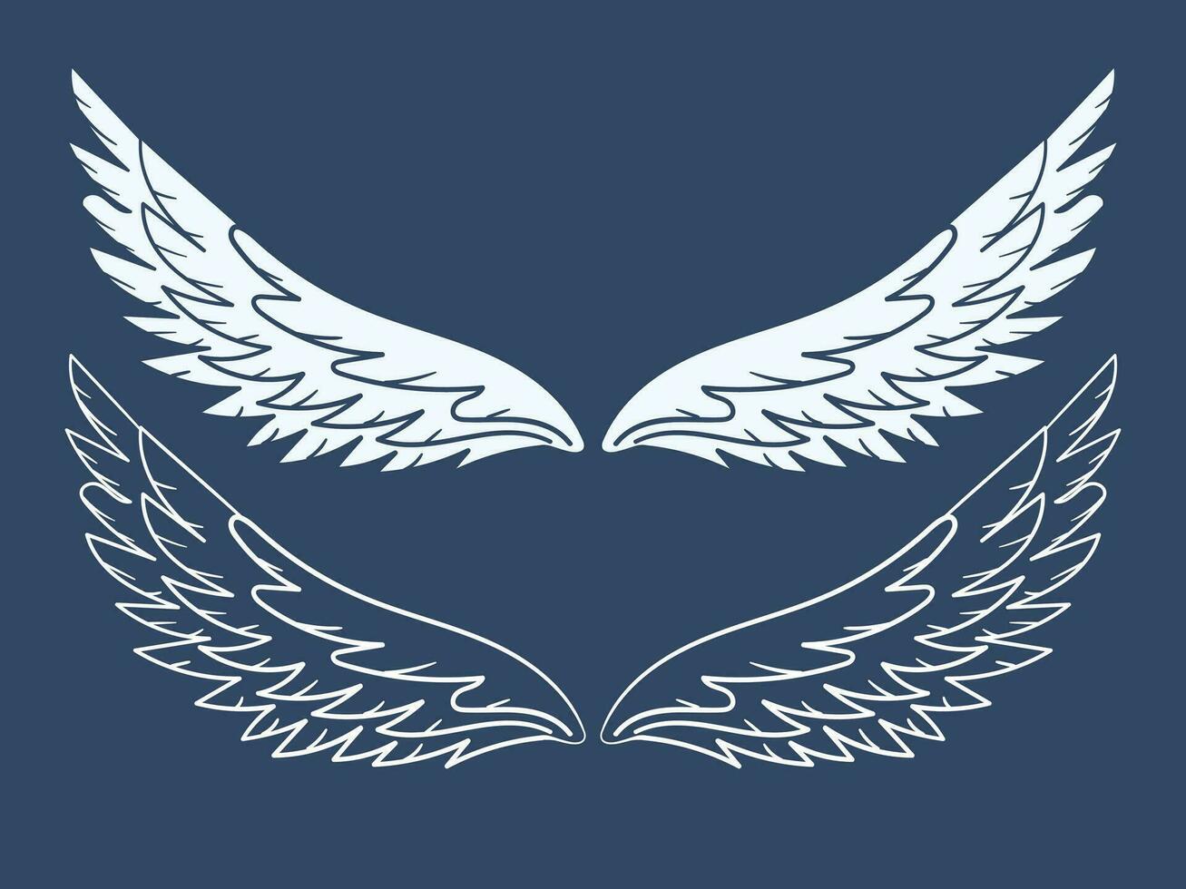 Engel oder Vogel Flügel Linie Kunst. Vektor Gekritzel Illustration