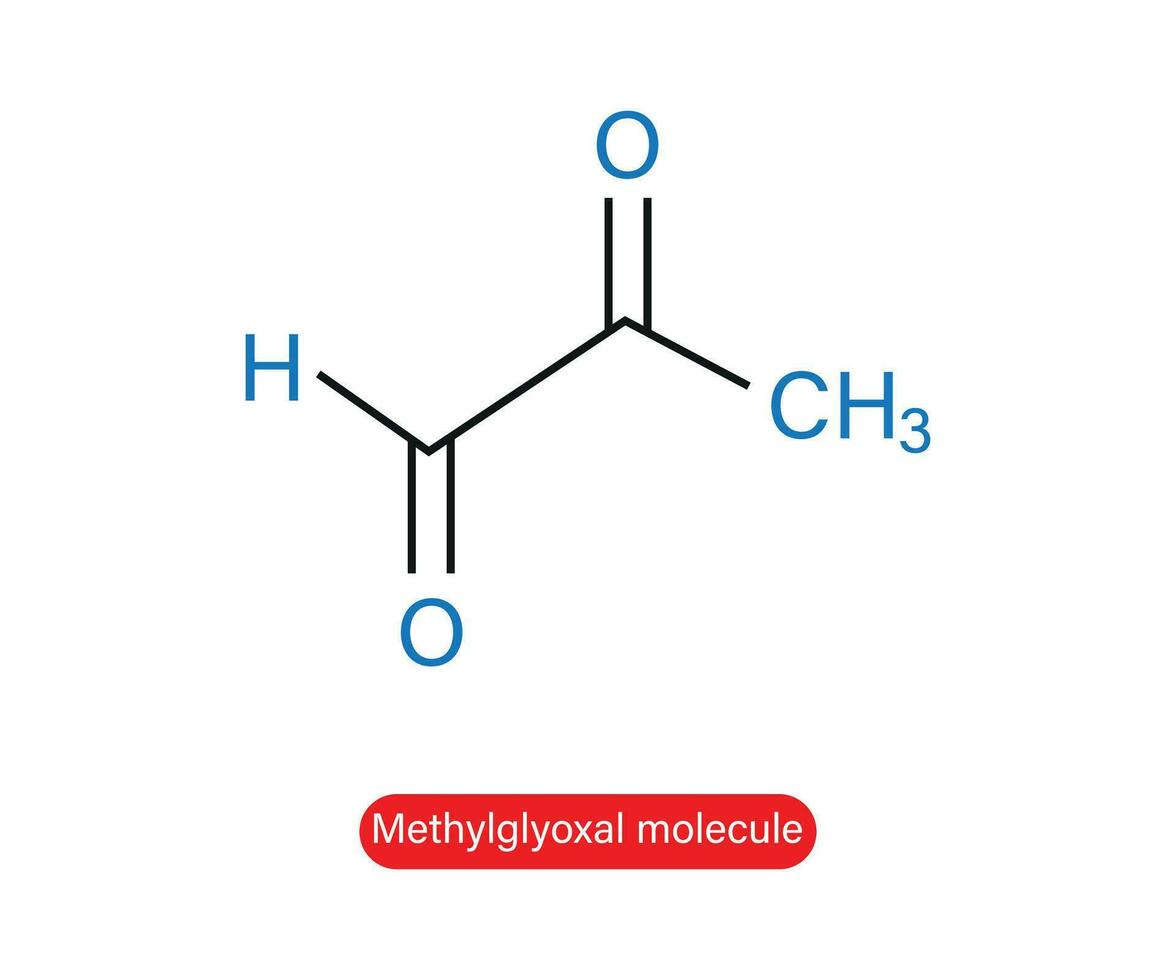 metylglyoxal pyruvaldehyd molekyl skelett- formel vektor illustration.