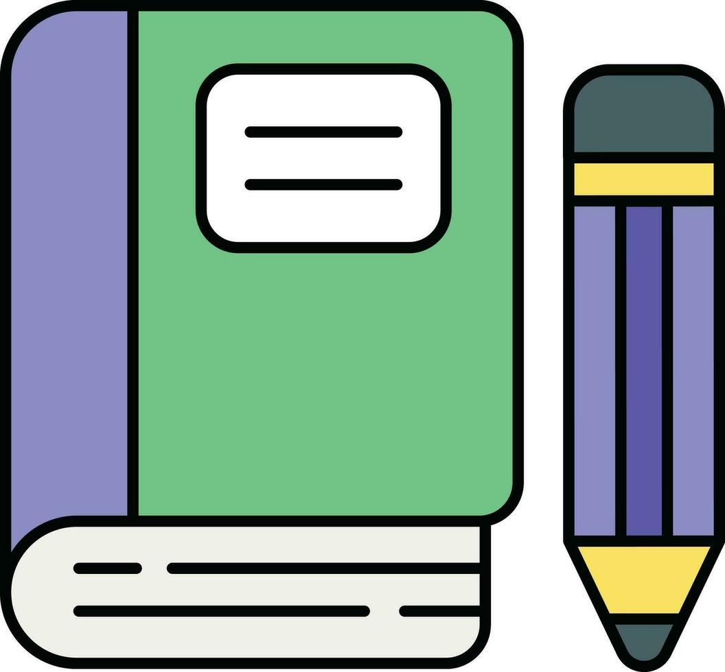 bok med en penna Färg översikt ikoner design stil vektor