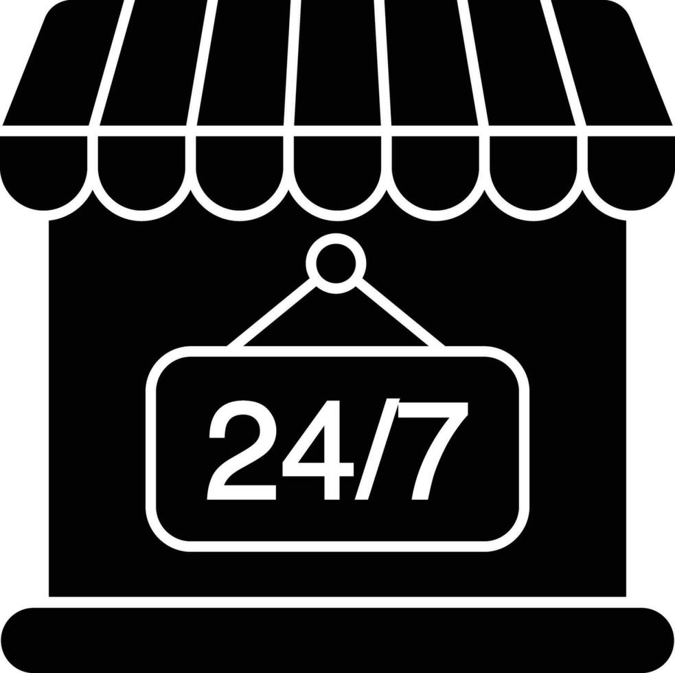 Geschäft 24 7 öffnen Glyphe Symbol Design Stil vektor