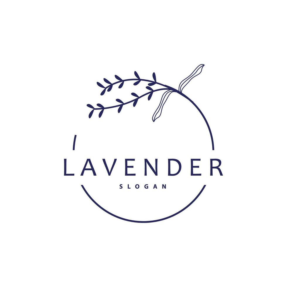 Lavendel Logo, einfach elegant lila Blume Pflanze Vektor, Gruß Karte Blume Ornament Design Symbol Illustration vektor