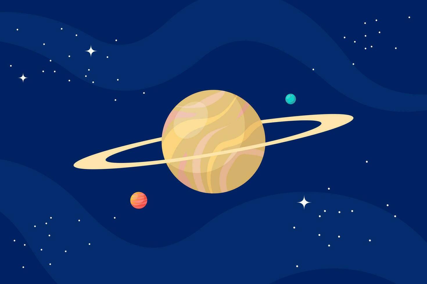 planet klot med ringa i yttre Plats. utomjording värld med kosmisk sfär och stjärnor i kosmos. astronomisk himmelsk objekt i svart natt himmel. vektor illustration.