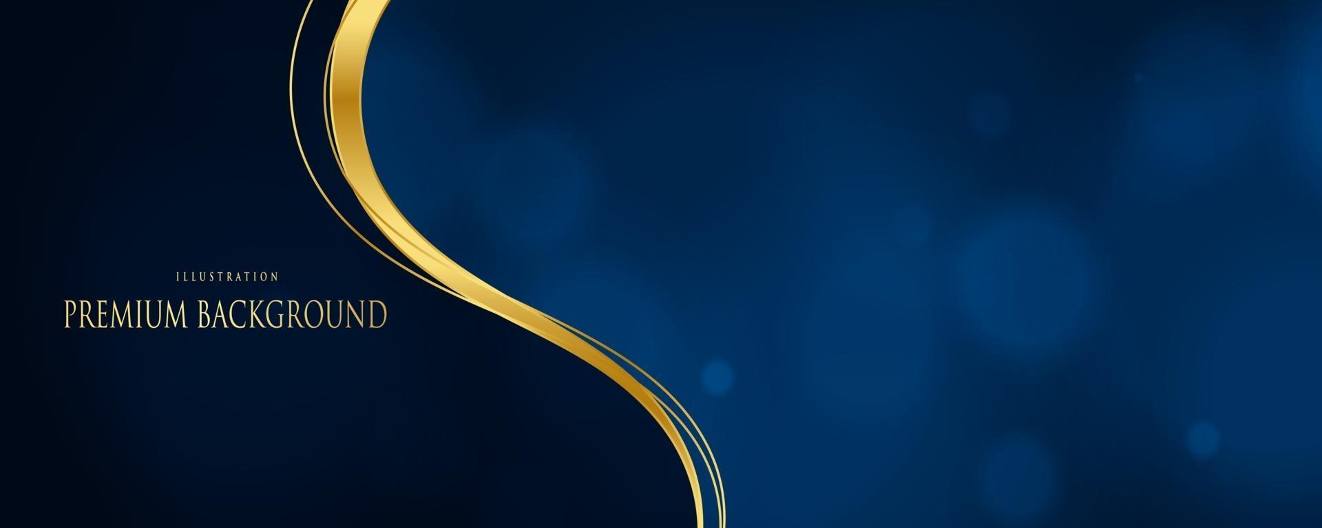 abstrakter blauer Hintergrund mit goldenen Wellen in einer luxuriösen und einfachen Vektorillustration vektor