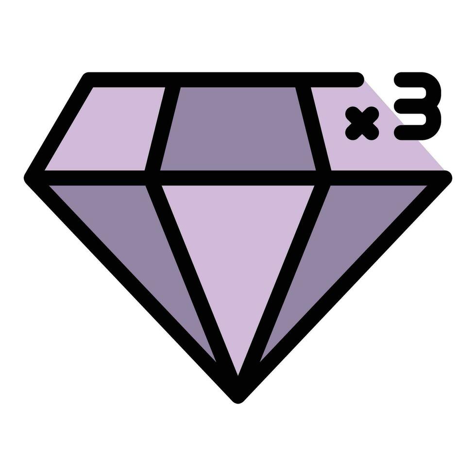 verdreifachen Diamant Belohnung Symbol Vektor eben