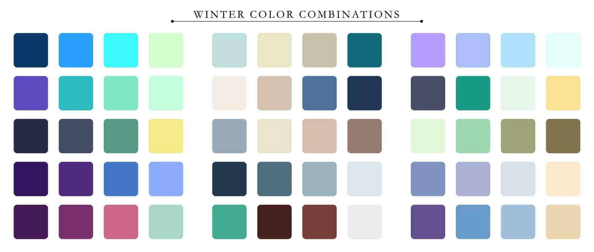 Winter Jahreszeit Palette. Trend Farbe Palette leiten Vorlage. ein Beispiel von ein Farbe Palette. Prognose von das Zukunft Farbe Trend. Spiel Farbe Kombinationen. Vektor Grafik. eps 10.