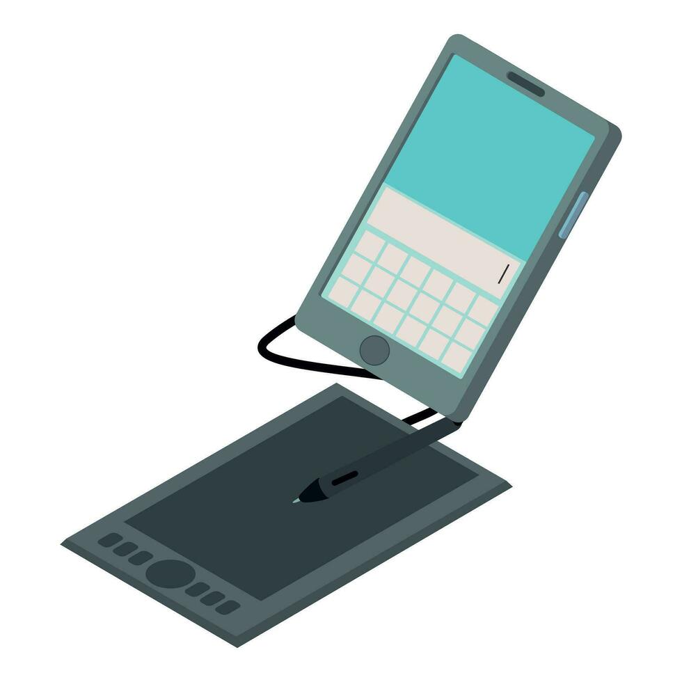 modern enhet ikon isometrisk vektor. ny smartphone och svart läsplatta med nål vektor
