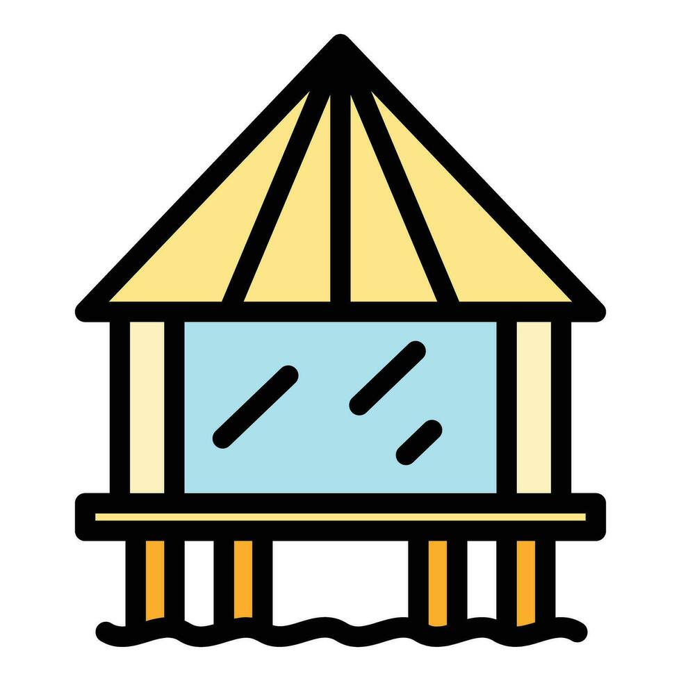 tropisk bungalow ikon vektor platt